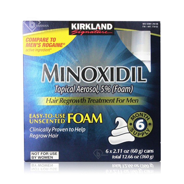 Minoxidil 5% Kirkland Foam của Hoa Kỳ -Thuốc mọc Râu - Trị Hói - dưỡng Chân Mày