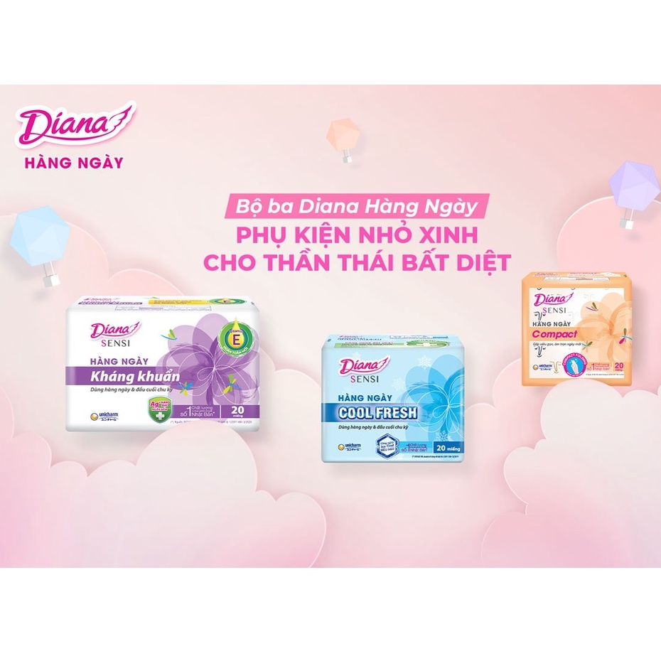 Băng Vệ Sinh Diana Hàng Ngày Cool Mát Lạnh Mặt Bông 23cm