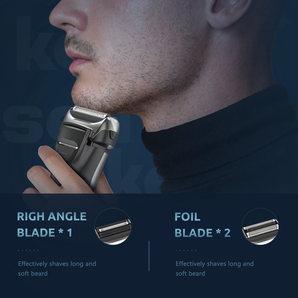 Tông đơ cạo râu KENSEN 3 lưỡi dao linh hoạt có màn hình led hiển thị ướt / khô tích hợp thời trang cho nam