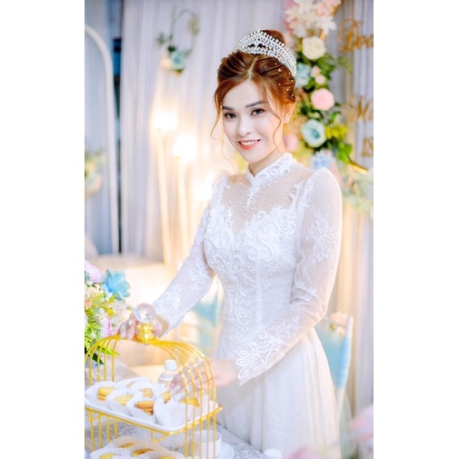 Bộ áo dài kem von