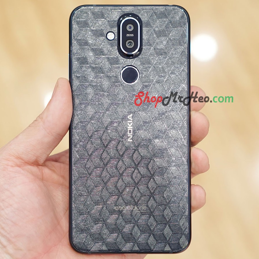 Skin Dán Mặt Lưng Vân 3D Nokia 8.1 - Nokia X7 - Carbon, Hình hộp, Nhám, Vân Da