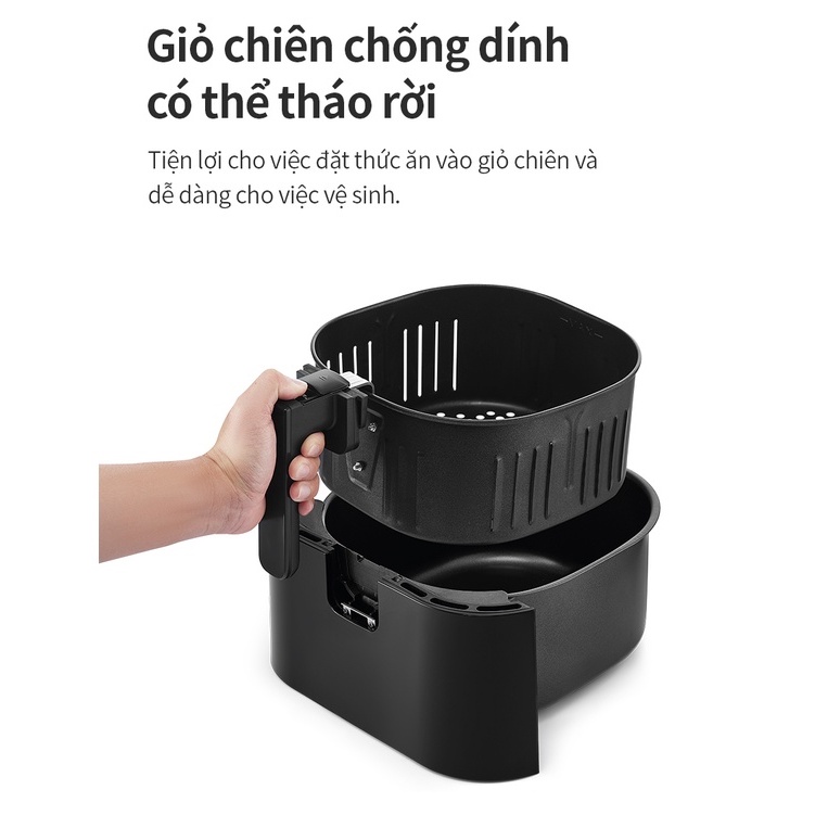 Nồi chiên không dầu LocknLock EJF996BLK 5.5L Visible air fryer CUBE - Hàng chính hãng, cửa sổ trong suốt - JoyMall