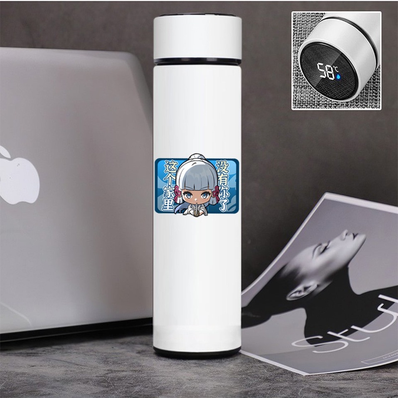 Bình Giữ Nhiệt GENSHIN IMPACT ver CHỮ NHẬT anime chibi Lõi INOX có nắp báo nhiệt độ