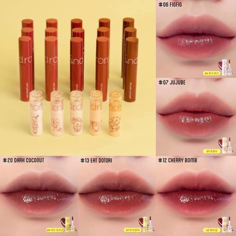 Son tint bóng mini phiên bản giới hạn Romand Line Friends Juicy Lasting Tint Mini