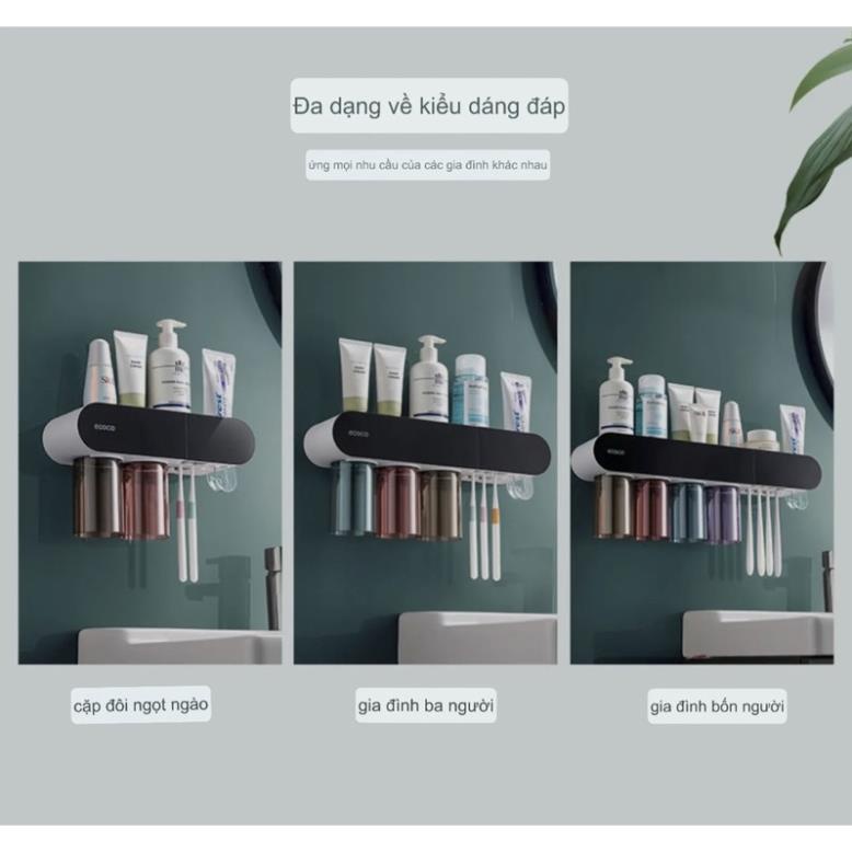 Kệ nhả kem 2 và 3 cốc ECOCO, cắm bàn chải, kệ để đồ có ngăn kéo từ tính không khoan tường 2022|Kệ nhà tắm thông minh mới