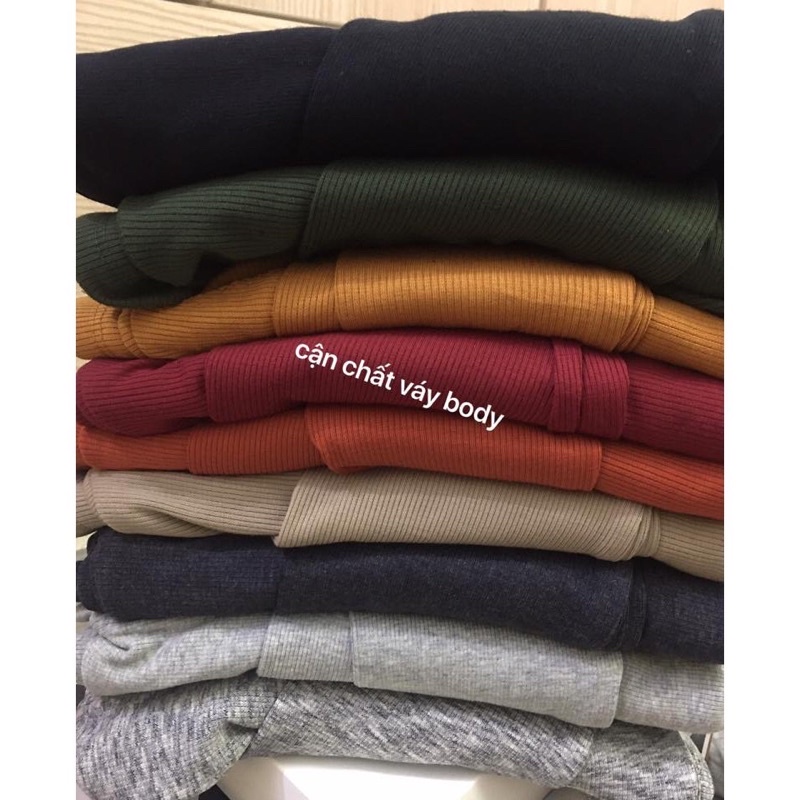 Váy body len tăm dài tay cổ tròn freesize dưới 55kg duyendell