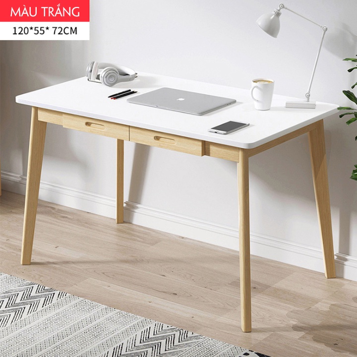 Bàn làm việc thông minh đa năng có ngăn kéo chất liệu gỗ thông tự nhiên mặt bàn phủ MDF chống xước tiện lợi