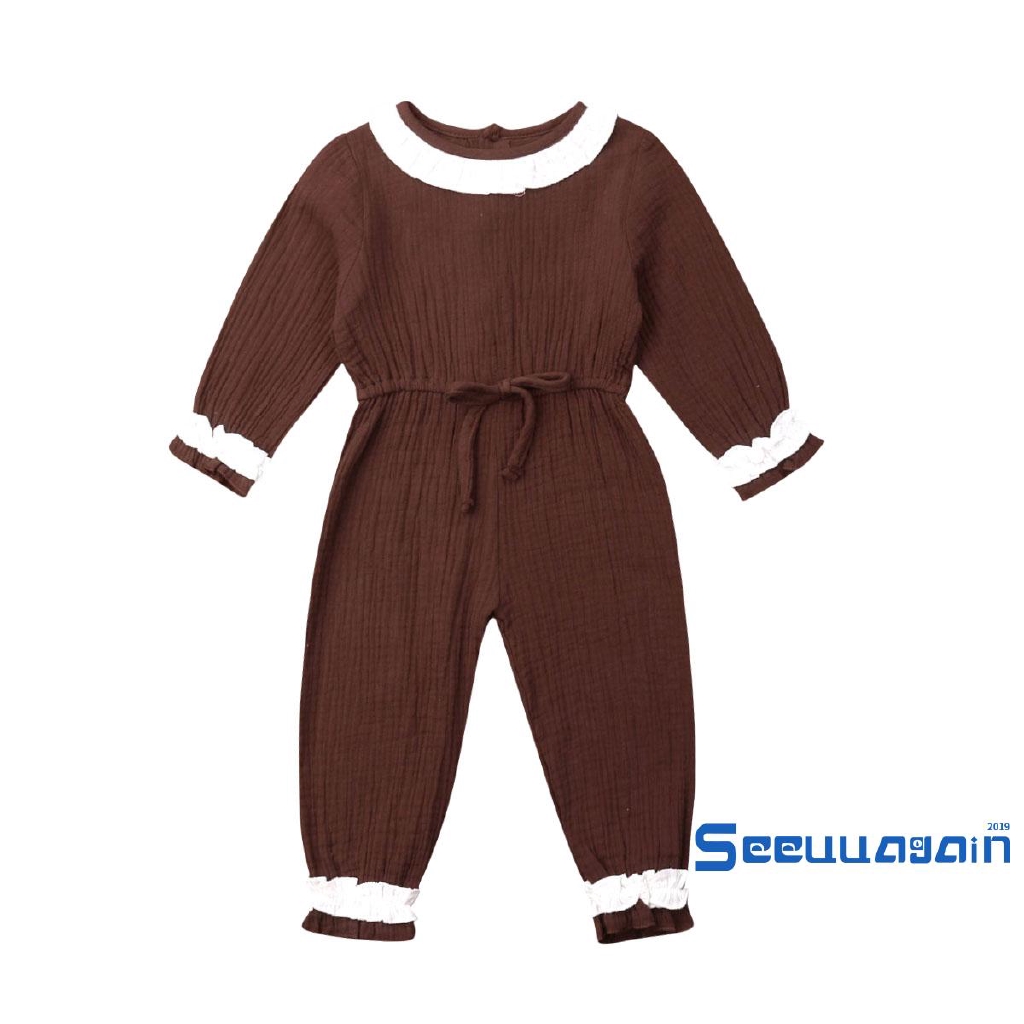 Bộ áo liền quần tay dài dễ thương cho bé gái