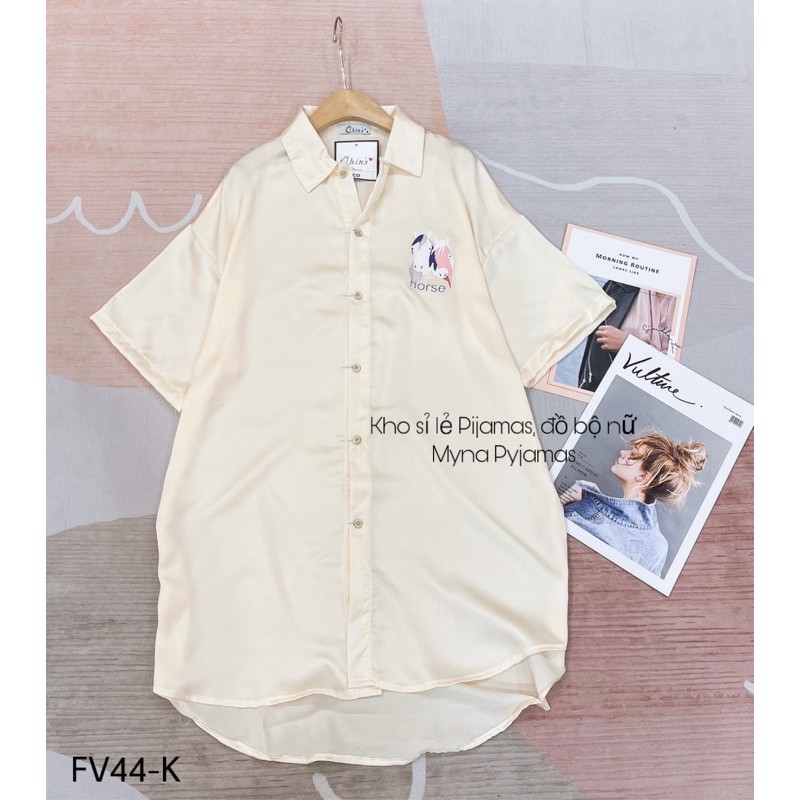 Váy ngủ lụa satin cổ đức