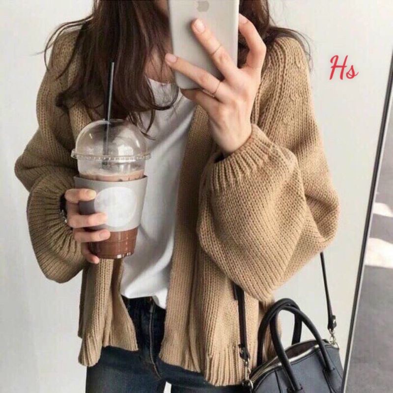 Áo khoác nữ, áo cardigan nữ len dày phom rộng 3 màu G066 | BigBuy360 - bigbuy360.vn