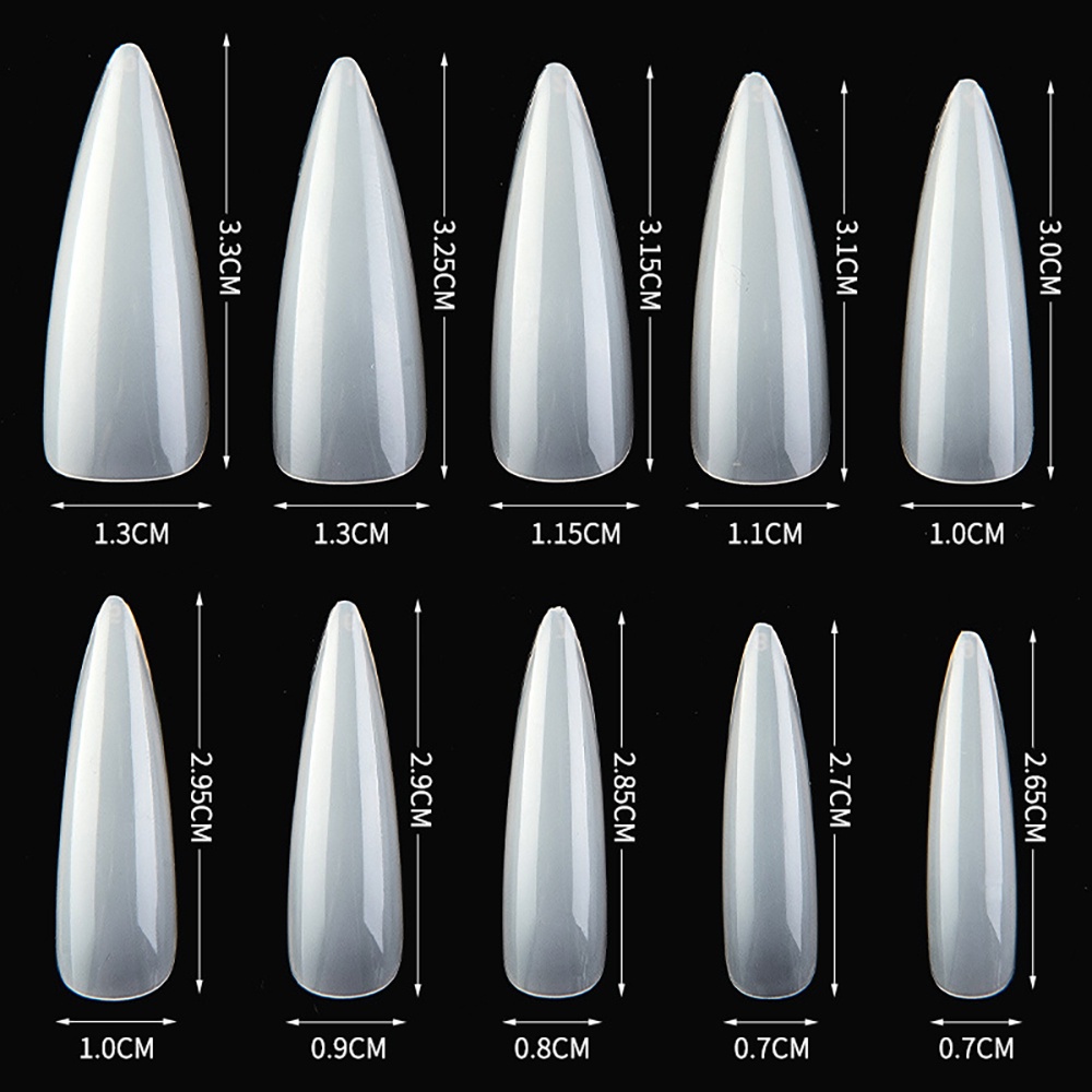 [Hàng mới về] Hộp 100 móng tay giả acrylic đầu nhọn dài kiểu dáng bầu dục nhiều màu sắc tùy chọn dành cho làm móng DIY