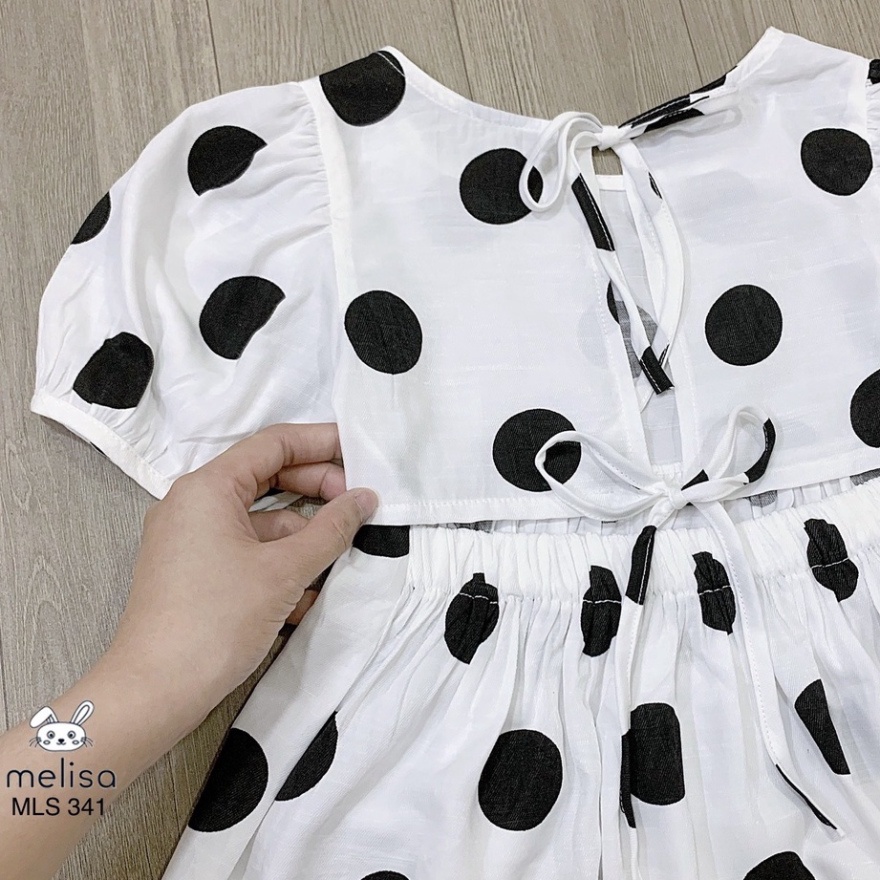 Đầm Công Chúa Tay Phồng Họa Tiết Chấm Bi Hở Lưng Dành Cho Bé Gái HOT