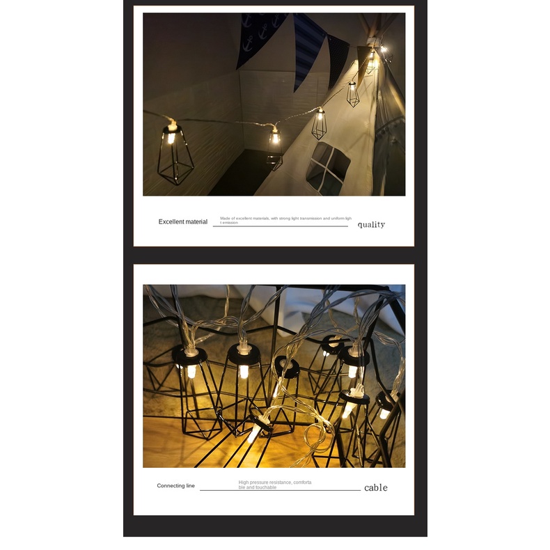 Dây Đèn led Bằng Sắt Hình Giọt Nước Màu Đen Phong Cách Mới Dùng Trang Trí