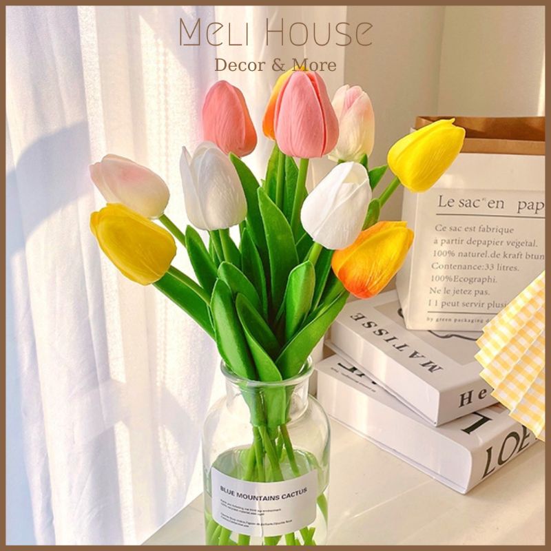 Hoa Tulip giả xinh xắn trang trí phòng, chụp ảnh, gói hoa tulip