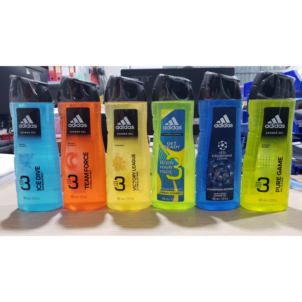 Adidas Shower Gel 3 in 1 / Sửa tắm / Gội / Rửa Mặt - 400 ml