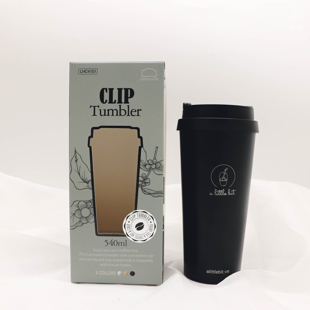 Ly giữ nhiệt Lock&amp;Lock Clip Tumbler x A Little Bit kèm cọ rửa và ống hút Inox