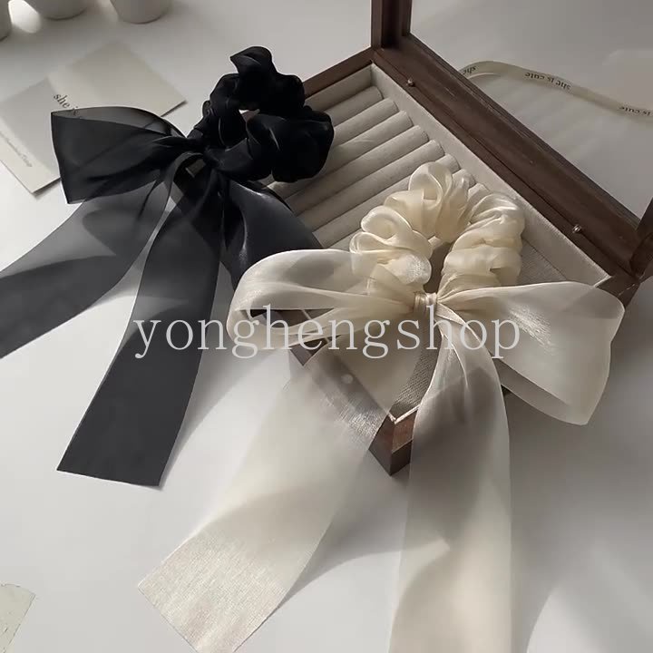 Dây Cột Tóc Co Giãn Đính Nơ Lưới Cỡ Lớn Thời Trang Cho Nữ