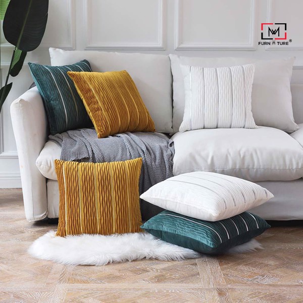 Gối tựa lưng vuông trang trí vân sọc flanel MW06 thương hiệu MW FURNITURE