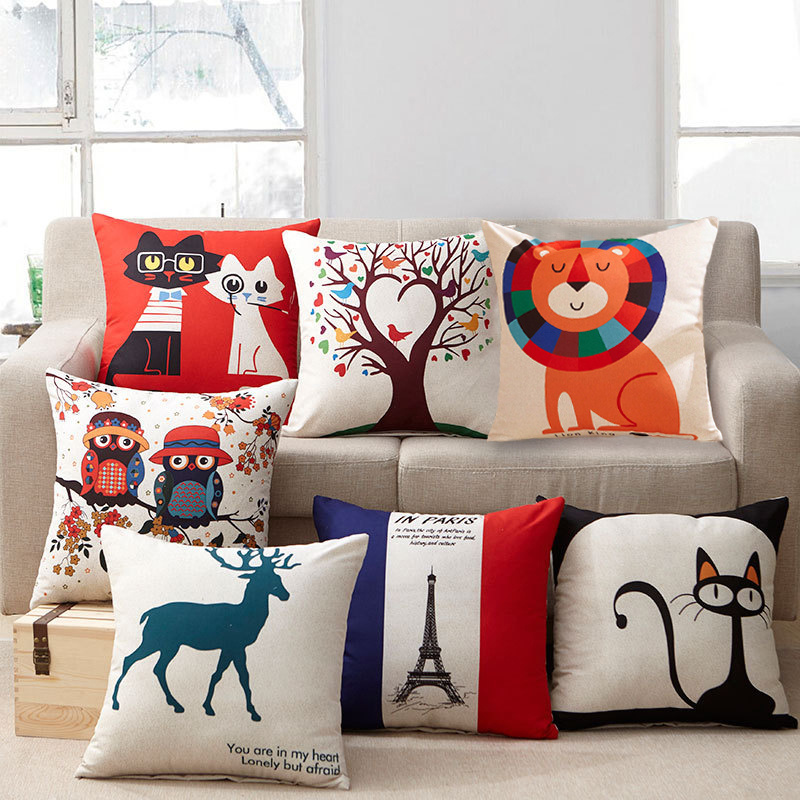 1 Gối Đệm sofa In Hình Thú Hoạt Hình Cát Nhám Trang Trí Nhà Cửa / Xe Hơi