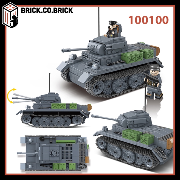 Lắp ghép Siêu tank Pz.Kpfw.II Ausf. L Luchs của Đức quốc xã Đồ chơi Xếp hình Mô hình WW2 QuanGuan 100100