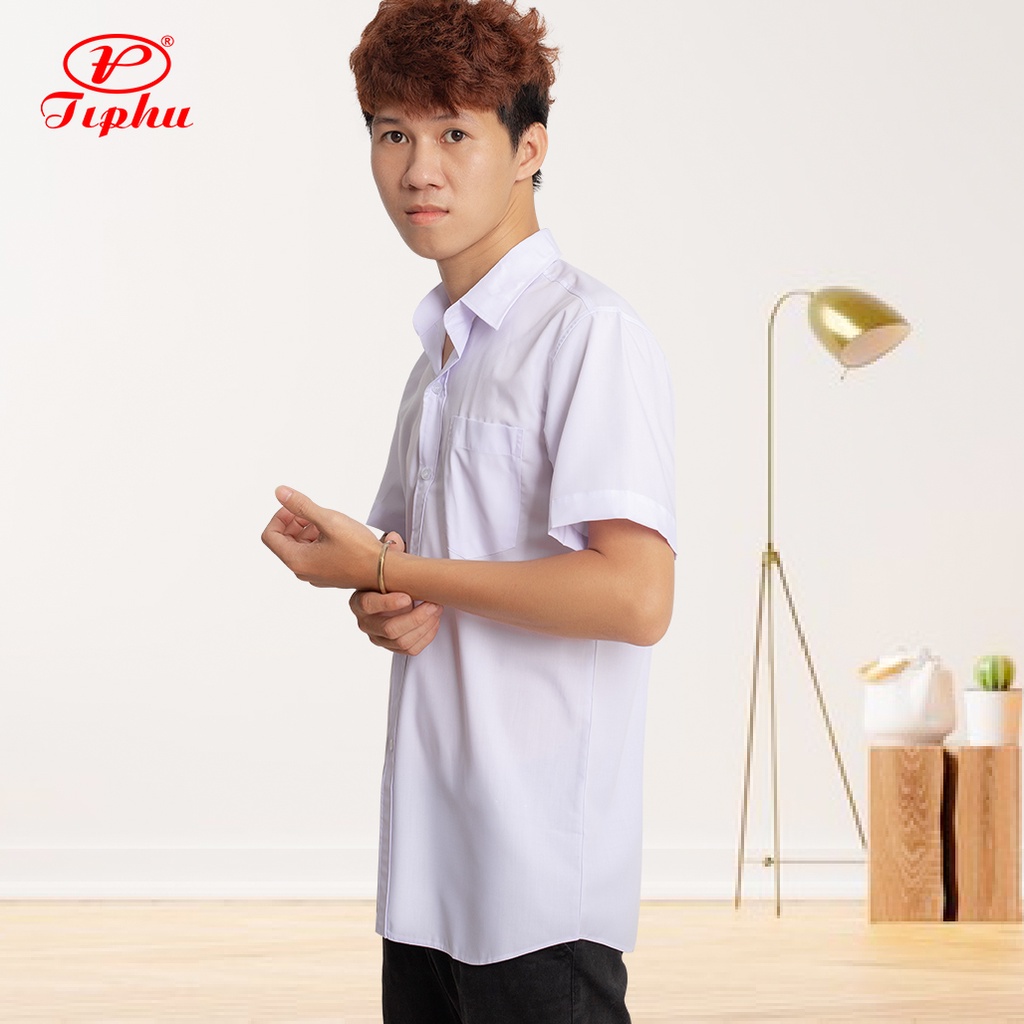 Áo sơ mi trắng tay dài, đồng phục học sinh nam, chất vải KT Silk mềm mại, size từ 20-95kg