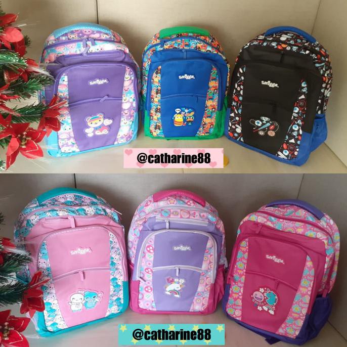 Ba Lô Smiggle Màu Hồng Đen / Xanh Lá / Tím / Tím kw Hình Động Vật Dành