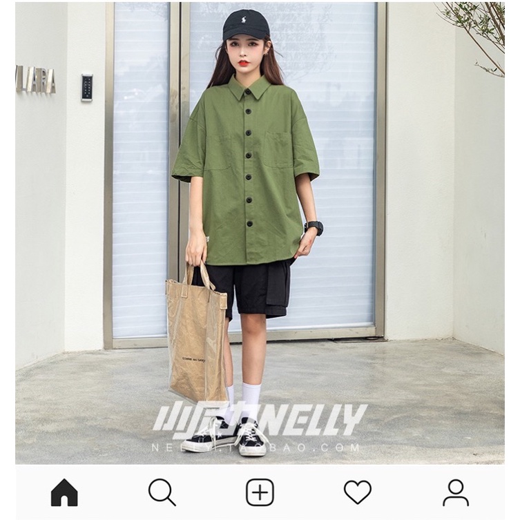 [SẴN HÀNG] Áo sơ mi đủ size NELLY 2 màu (rêu - be) | BigBuy360 - bigbuy360.vn