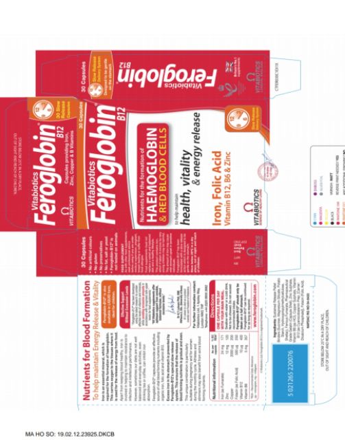 Viên Uống Bổ Sung Sắt Hữu Cơ, Tăng Cường Sức Khỏe Vitabiotics Feroglobin B12 Hộp 30 Viên | Thế Giới Skin Care