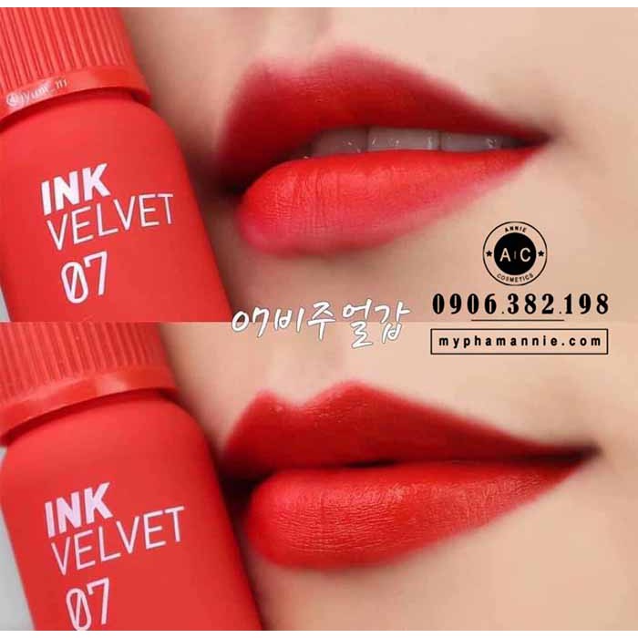Son kem lì Peripera Ink Velvet Tint 2019 màu 07 Girlish Red – Đỏ cam