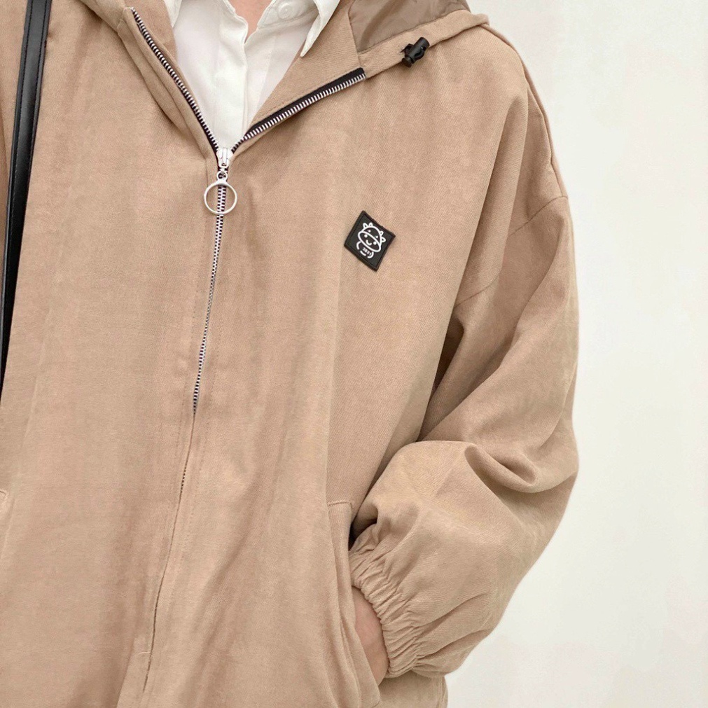 Áo khoác KAKI Khoá Zip From Rộng Nam Nữ 2 Lớp dày dặn ,Áo hoodie kaki khoá kéo có mũ chống nắng