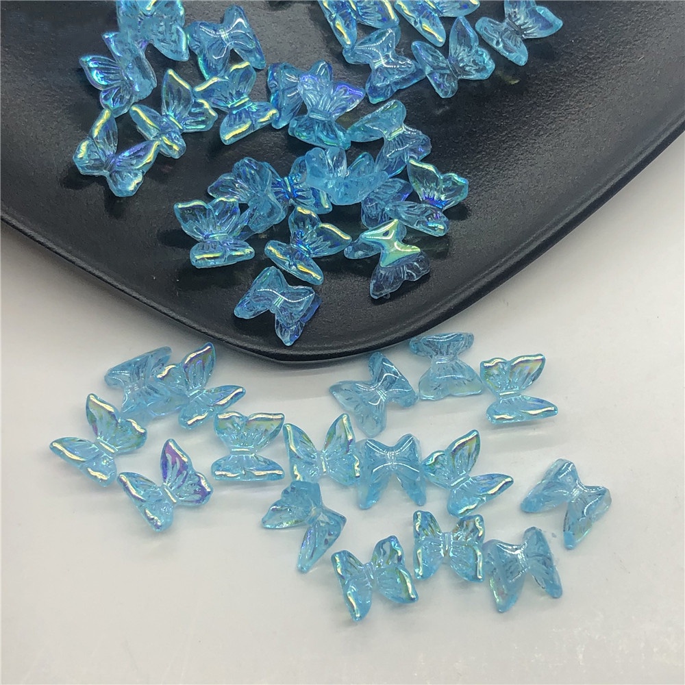 Túi 50 Hạt Nhựa AB 6mm Hình Bướm Nhiều Màu Sắc Dùng Làm Trang Sức / Trang Sức / Móng Nghệ Thuật DIY