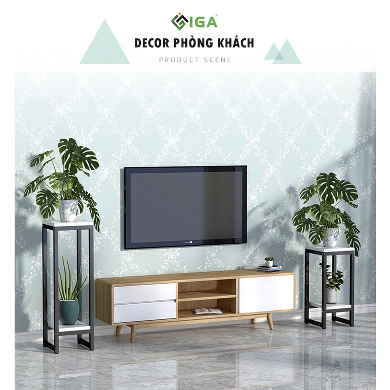 Kệ đặt chậu hoa khung sắt decor nhà cửa quán cafe - gm48