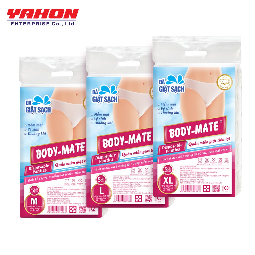 QUẦN LÓT TIỆN LỢI BODY-MATE NỮ COTTON 5 CÁI/BAO