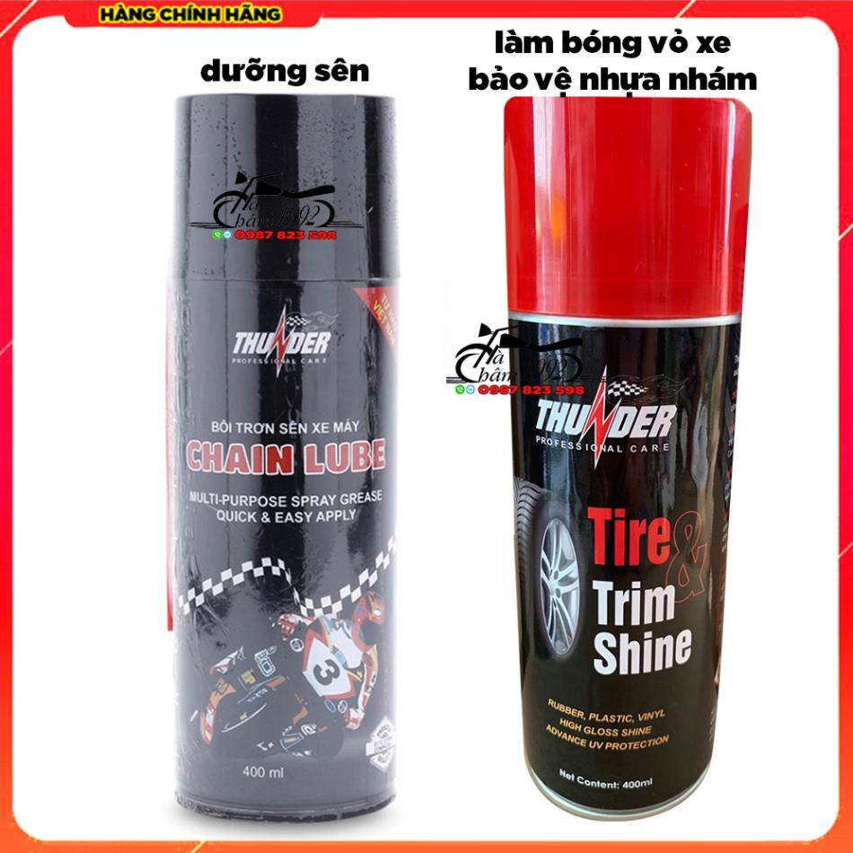 ✅ Combo 2 Chai Dưỡng Sên Và Bảo Vệ Nhựa Nhám, Làm Bóng Vỏ Xe Thunder Chính Hãng ✅