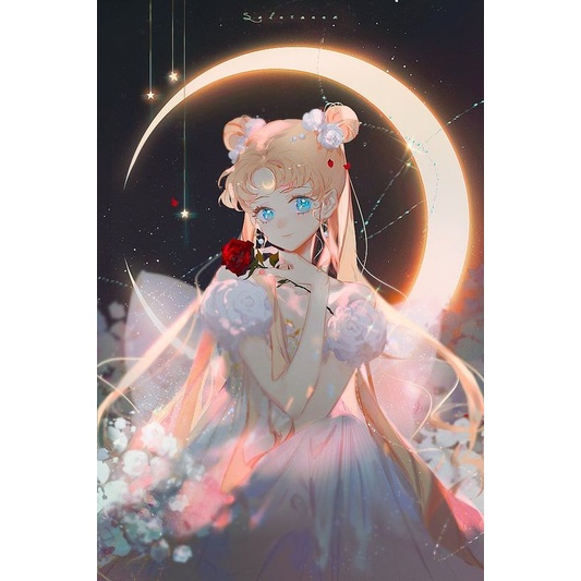 Set tranh đính đá 5d hình cô gái hoạt hình trang trí độc đáo DIY