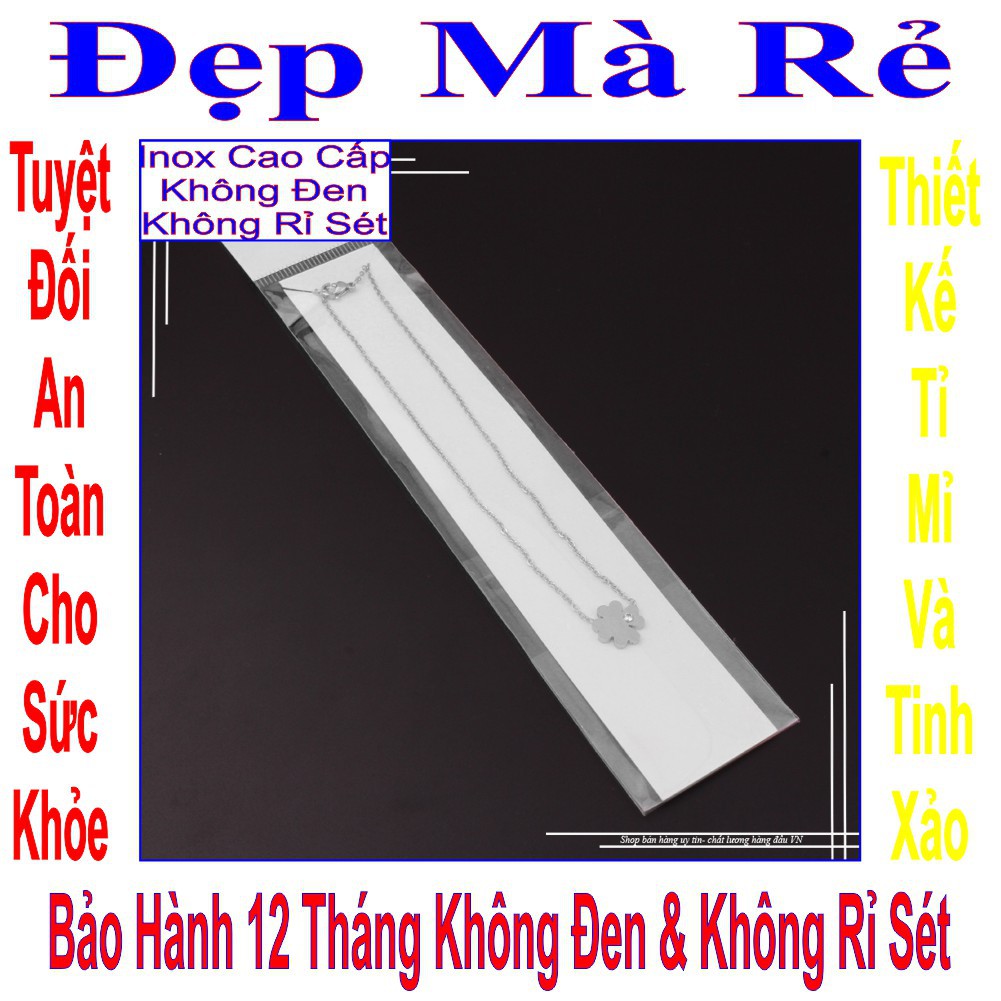 Dây chuyền nữ có mặt cỏ 4 lá đặc đính đá Zircon lệch bên - DCNU00227T020039 (Trắng)