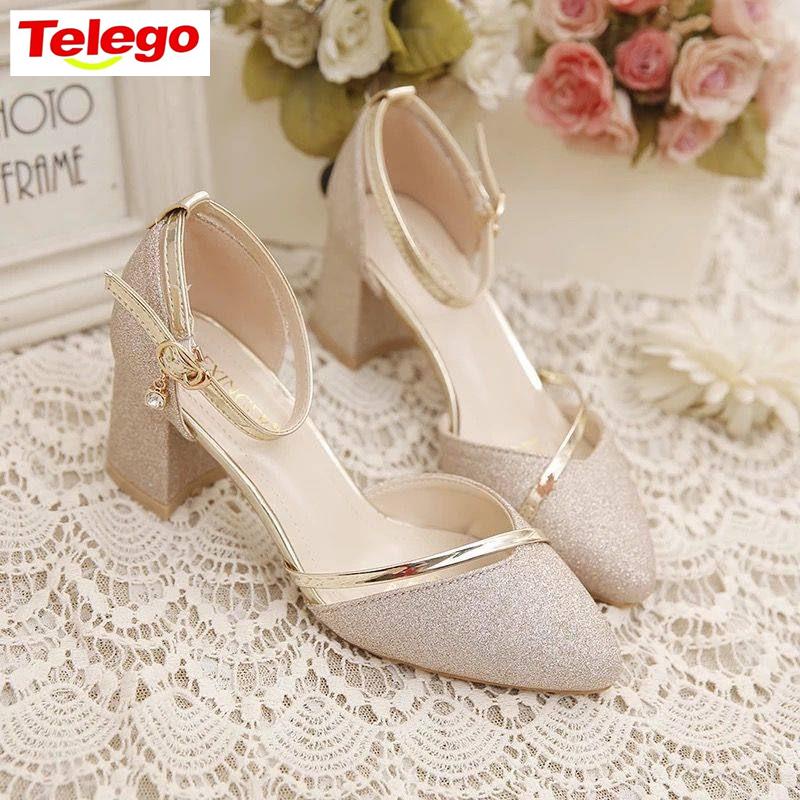 Xăng đan Cao Gót Dày Dặn Cài Khóa Thời Trang Mùa Xuân Dành Cho Nữ 2022