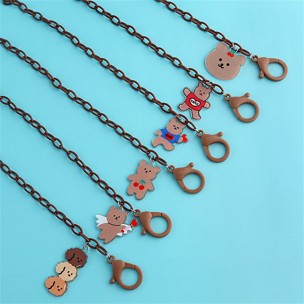 Dây đeo vòng cổ dạng chuỗi acrylic hình gấu hoạt hình gắn quai đeo khẩu trang gọng kính tránh mất dành cho học sinh