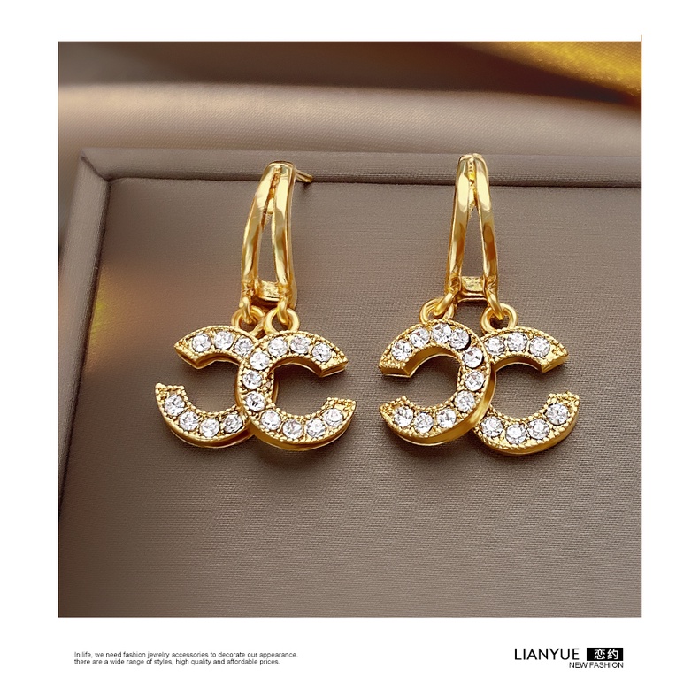 Bông Tai Chữ C Bằng Bạc 925 Thời Trang Cho Nữ