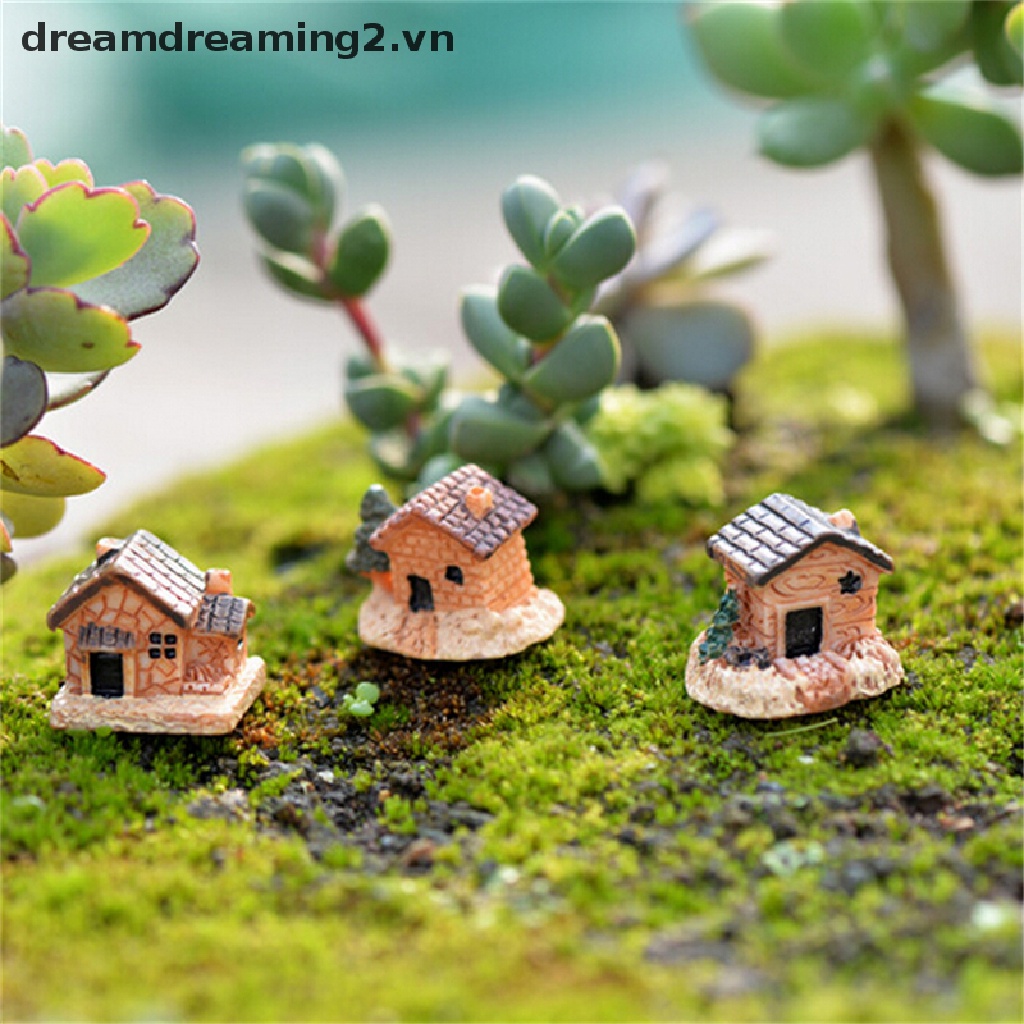 Set 3 Mô Hình Ngôi Nhà Nhỏ Xinh Trang Trí Sân Vườn
