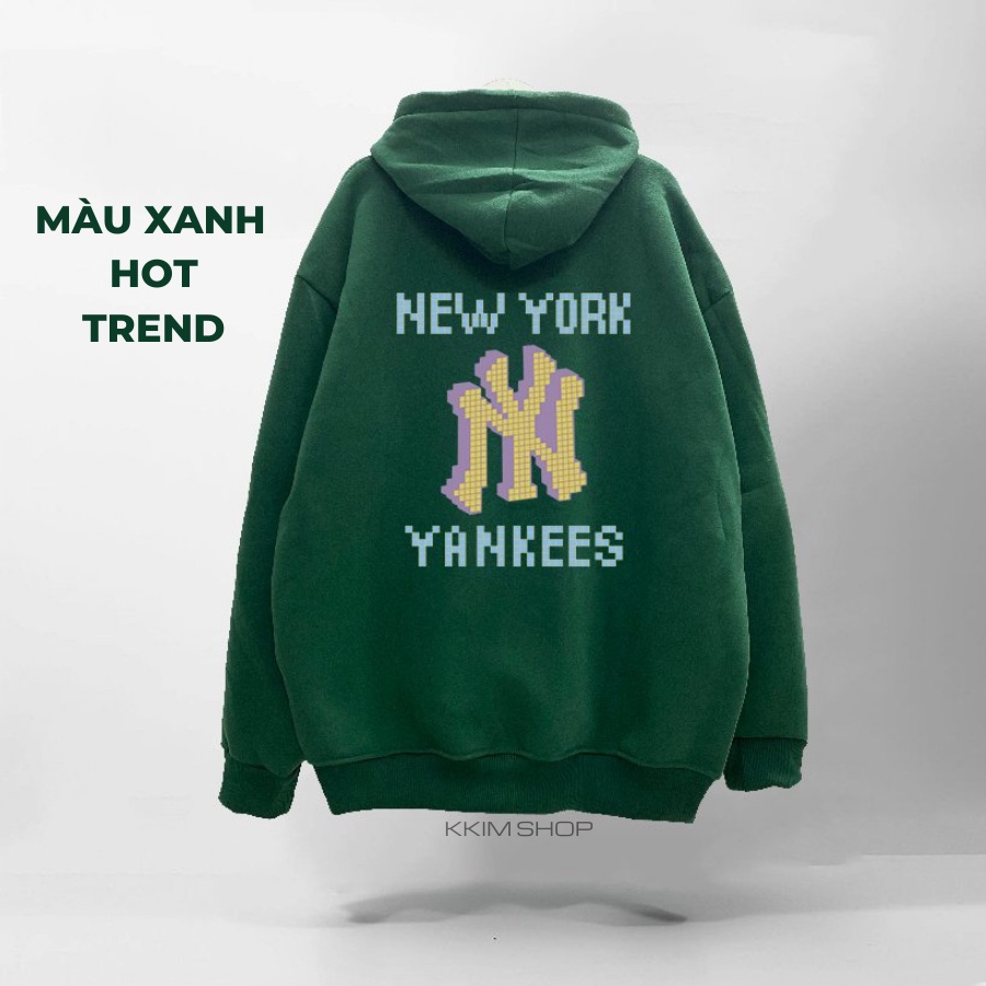 Áo KHOÁC Nỉ HOODIE Dây Kéo NY form rộng oversize, Áo hoodies ZIP MLP XANH LÁ unisex nam nữ chất liệu Nỉ bông cao cấp