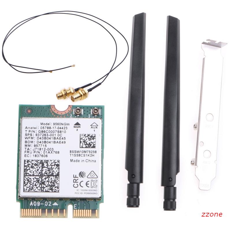Ăng Ten Không Dây 1730Mbps Intel 9560NGW 2.4G/5Ghz Bluetooth-com5.0 802.11AC M.2 CNVI Có Ăng Ten Và Phụ Kiện