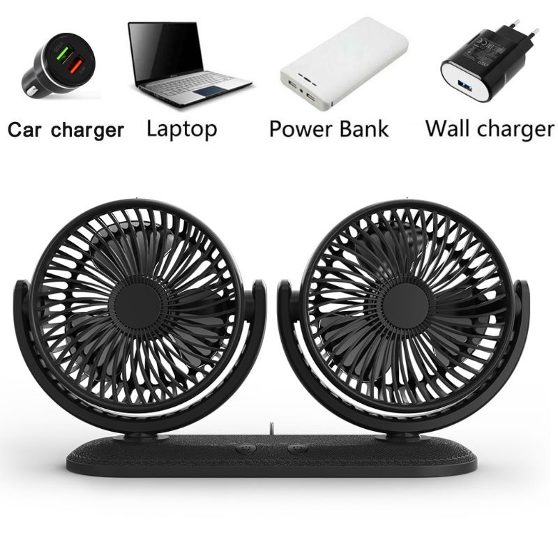 Quạt TảN NhiệT USB Hai ĐầU 360 Độ° Đèn Led 3 Tốc Độ Có Thể Điều Chỉnh Chất Lượng Cao