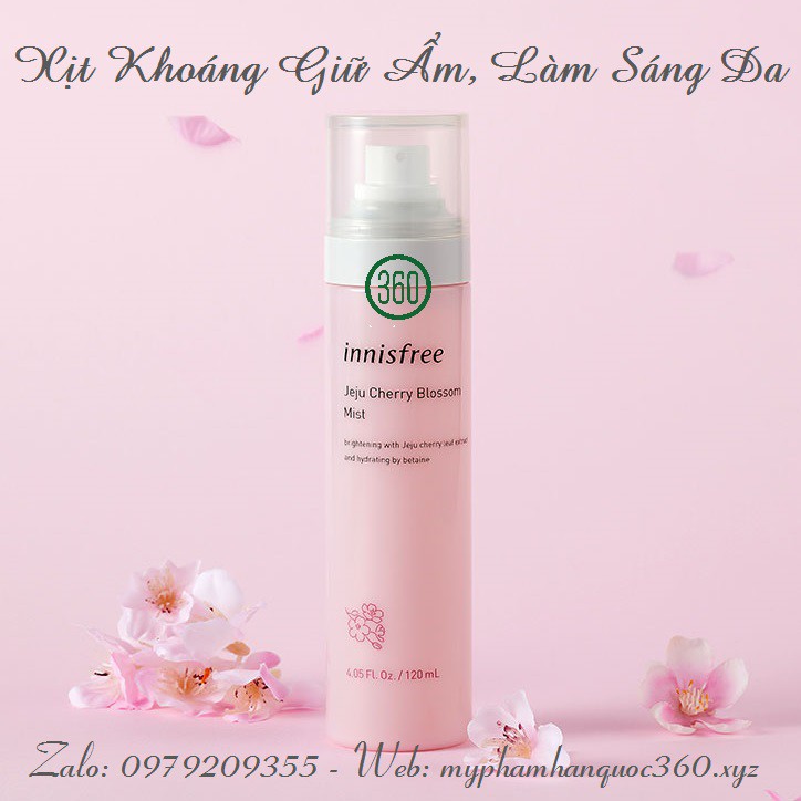 Xịt Khoáng Làm Sáng, Giữ Ẩm Innisfree Jeju Cherry Blossom Mist 120ml