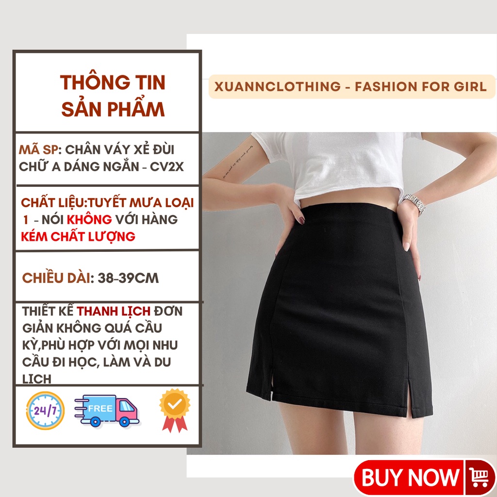 Chân váy xẻ hai tà ngắn chữ A ôm tôn dáng sexy kiểu short giả váy phong cách Hàn Quốc XUANNCLOTHING - mã CV2X