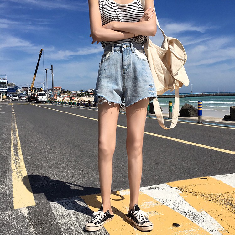 Quần ngắn denim Xiaozhainv phong cách Hàn Quốc cho nữ | BigBuy360 - bigbuy360.vn