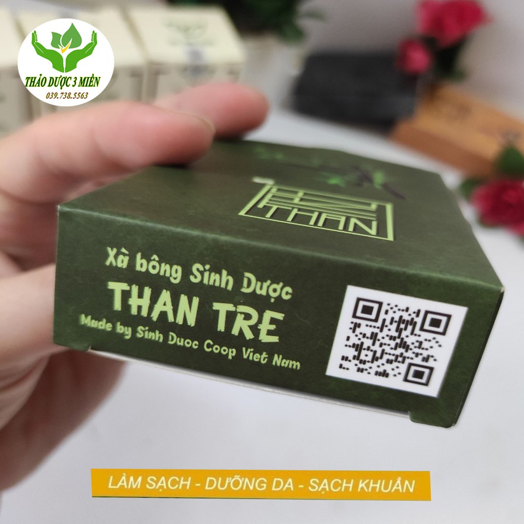 Xà bông than tre sinh dược organic bánh 100gr sạch mát da, ngừa mụn, sát khuẩn, tẩy da chết, mùi bạc hà tươi mát | BigBuy360 - bigbuy360.vn