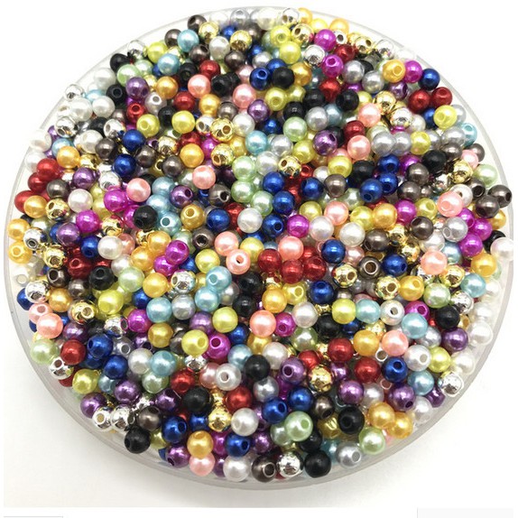 Hạt ngọc trai giả 4/6/8/10/12mm nhiều màu làm thủ công đa dụng