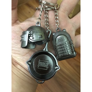 Combo móc khóa PUBG chảo , mũ 3 và balo 3