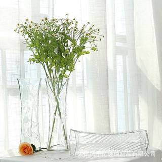 Lọ hoa thủy tinh trong suốt họa tiết vân Evelyn LH044
